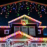 220 LED Multicolour Icicle Christmas Lights – 7.5m Outdoor & Indoor Fairy String Lights with Timer | Mains Powered, Green Cable
